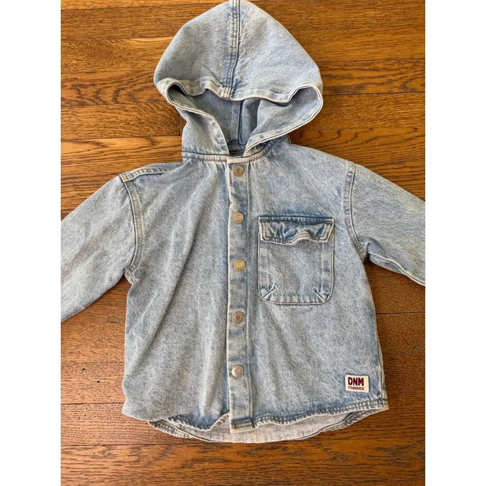 Zara Boys' Denim Hooded Jacket Size 2